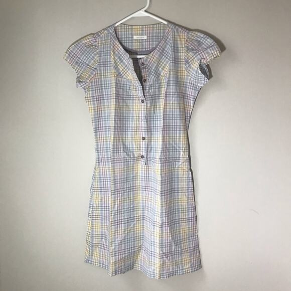 Sessun small agostina cotton plaid mini dress with cap sleeves and button front - Picture 1 of 7